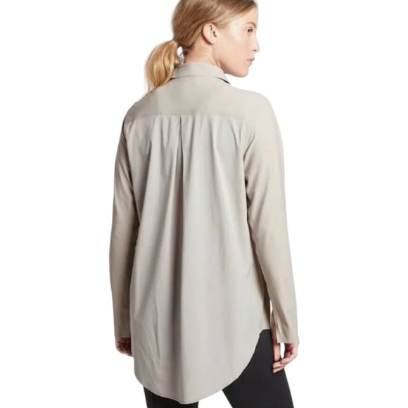 EUC Athleta Urbanite Long Sleeve Button Down Top Tan 1X - Picture 1 of 6